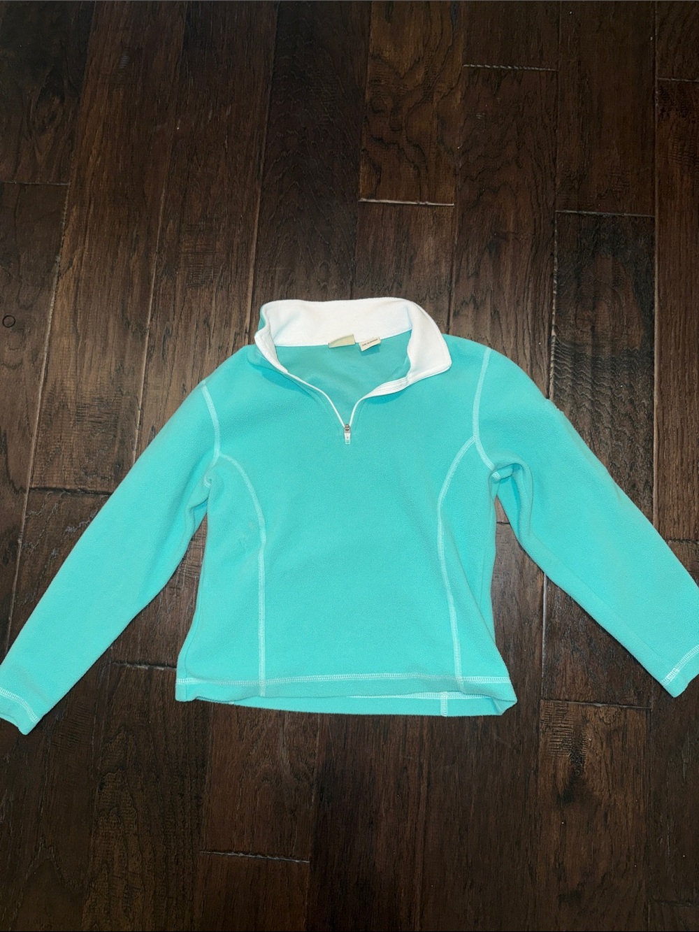 LL Bean Kids Aqua Quarter-Zip Cowl Pullover Size Small